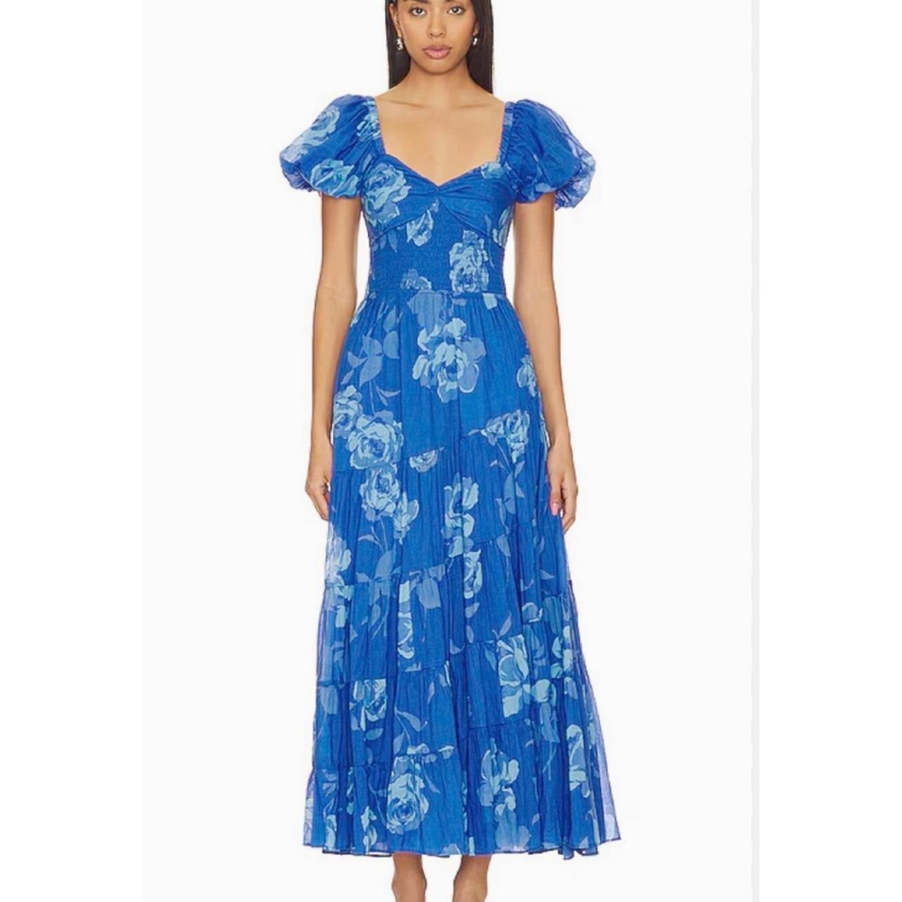 Free People Sundrenched Maxi Floral Dress Size M Boho Cottagecore Romantic
